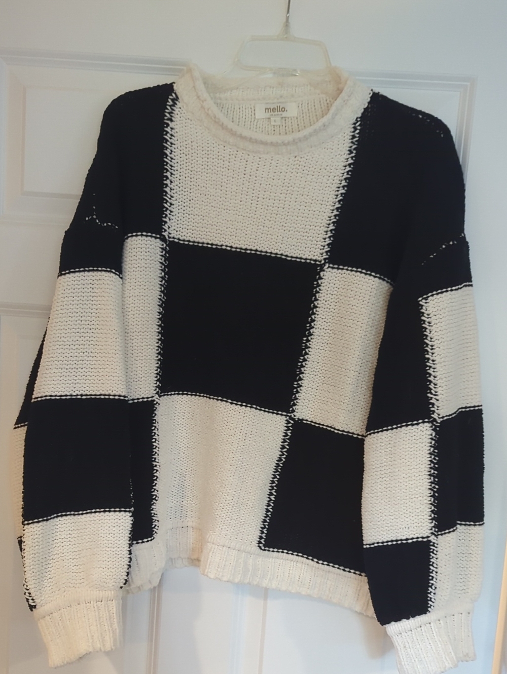 Mello Checkerboard Crewneck Sweater in Black & White